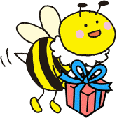 プレゼントを持って飛ぶまるはっちー